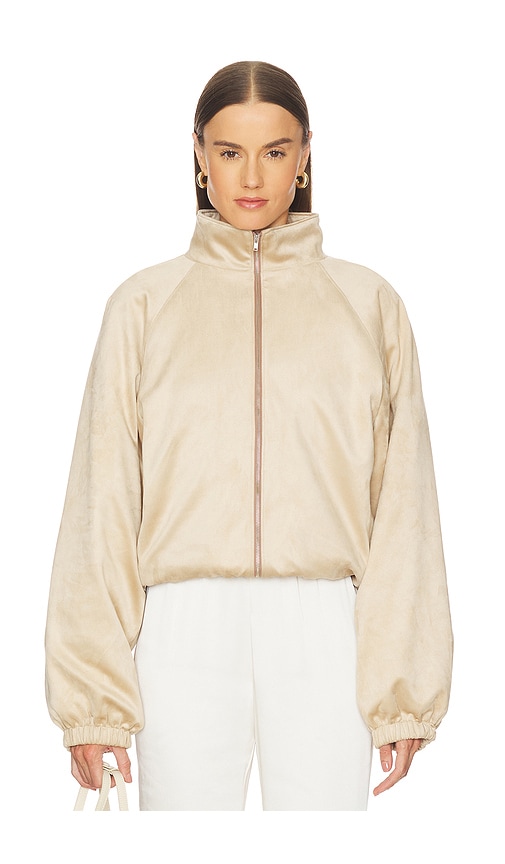 Lovers & Friends Cody Faux Suede Bomber In Neutral