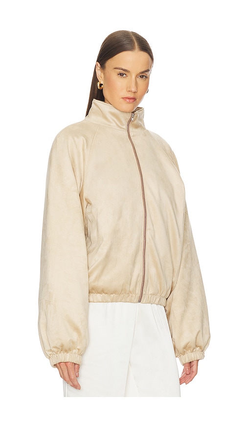Lovers & Friends Cody Faux Suede Bomber In Neutral