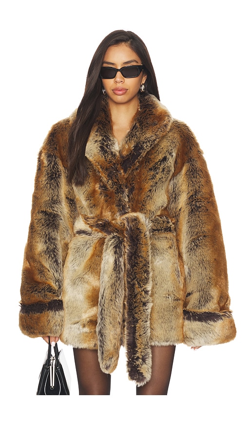 Lovers & Friends Margot Faux Fur Coat In Brown