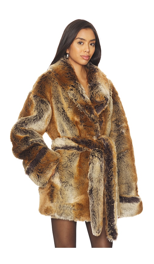 Lovers & Friends Margot Faux Fur Coat In Brown