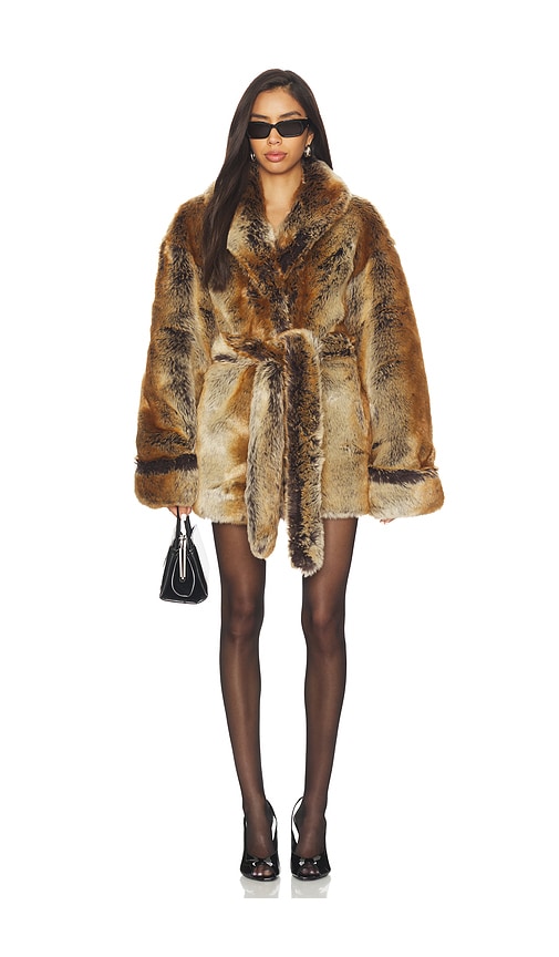view 4 of 4 x Emma Leger Margot Faux Fur Coat in Brown