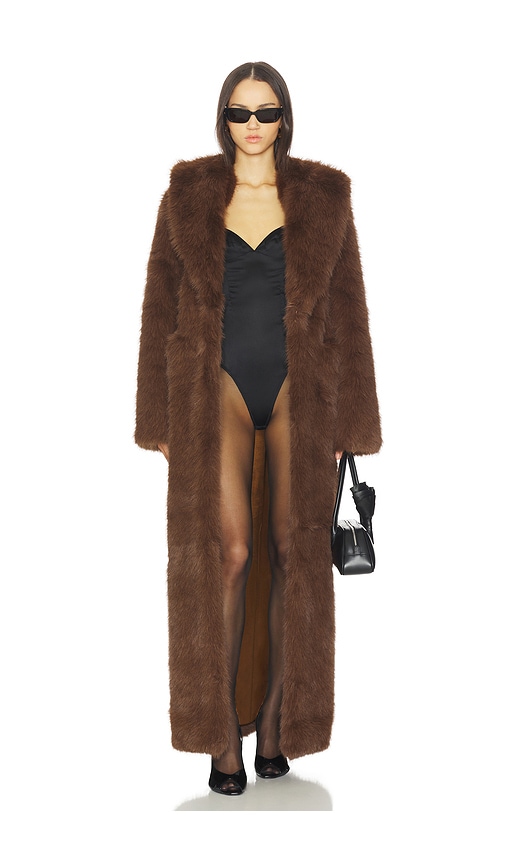 view 1 of 3 x Christina Elezaj Vincent Faux Fur Coat in Golden Brown