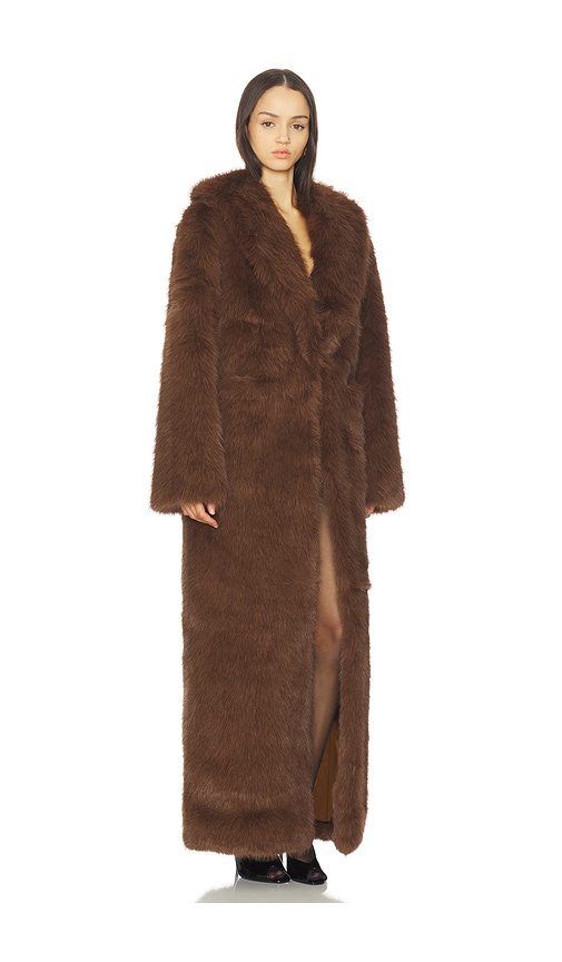 view 2 of 3 x Christina Elezaj Vincent Faux Fur Coat in Golden Brown
