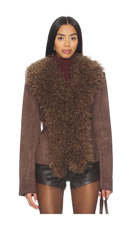 Lovers & Friends Alena Faux Suede Coat In Brown
