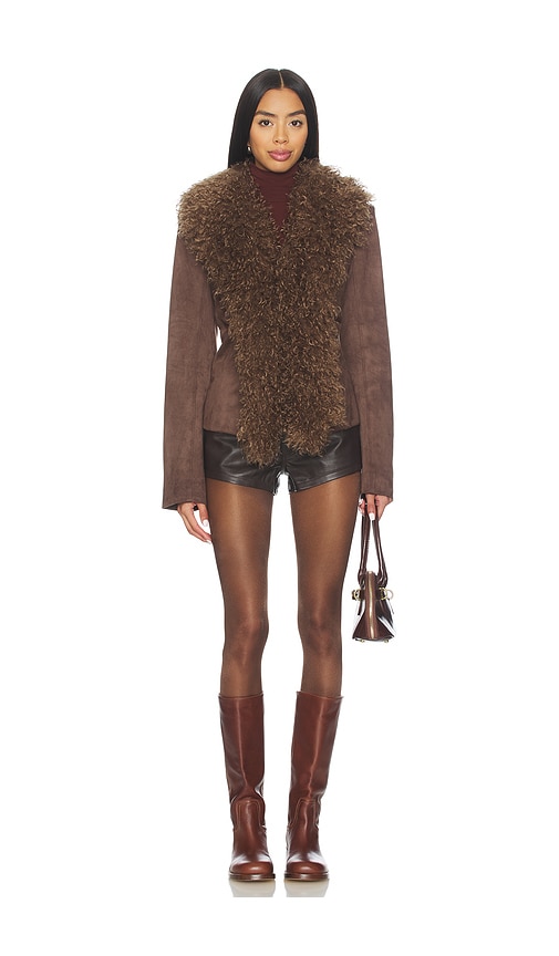 view 4 of 4 Alena Faux Suede Coat in Brown