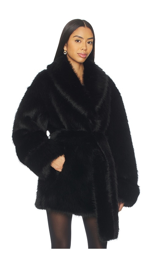Lovers & Friends Margot Faux Fur Coat In Black