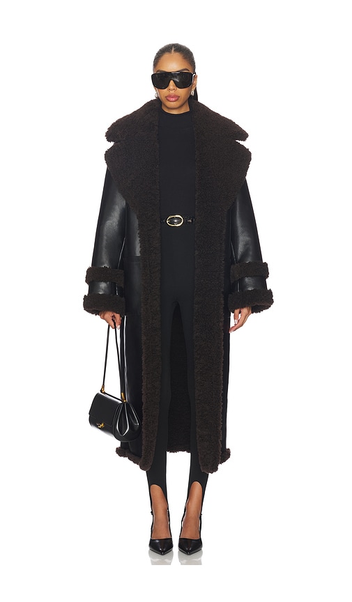 view 2 of 4 Irving Faux Leather Coat in Black & Dark Brown