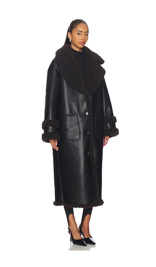 view 3 of 4 Irving Faux Leather Coat in Black & Dark Brown