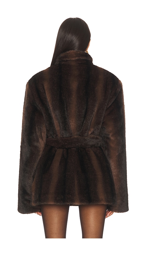 view 3 of 4 x Christina Elezaj Andrea Faux Fur Jacket in Dark Brown