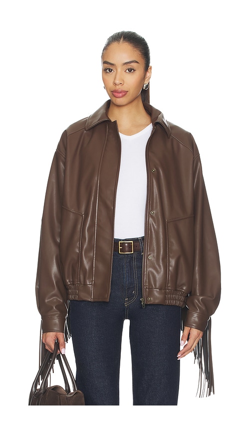 view 2 of 6 Sanna Faux Leather Jacket in Chocolate Brown