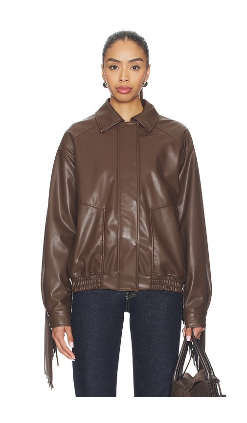 view 3 of 6 Sanna Faux Leather Jacket in Chocolate Brown