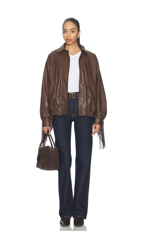 view 6 of 6 Sanna Faux Leather Jacket in Chocolate Brown