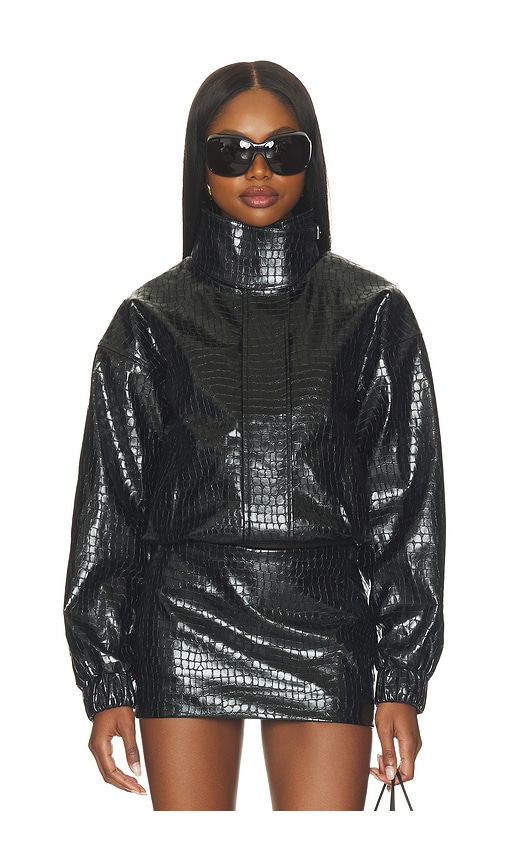 Lovers and Friends X Hannah Lizzy Denise Faux Croc Jacket in Black. - size L (also in M, S, XL, XS, XXS)