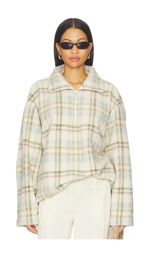 Wilshire Half Zip Pullover by Lovers and Friends in Ivory Multi Plaid