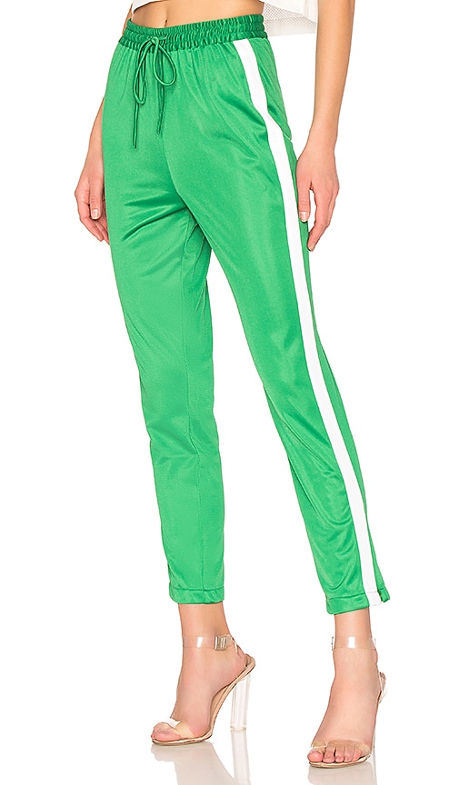 view 1 of 4 Crop Track Pant in Green & White