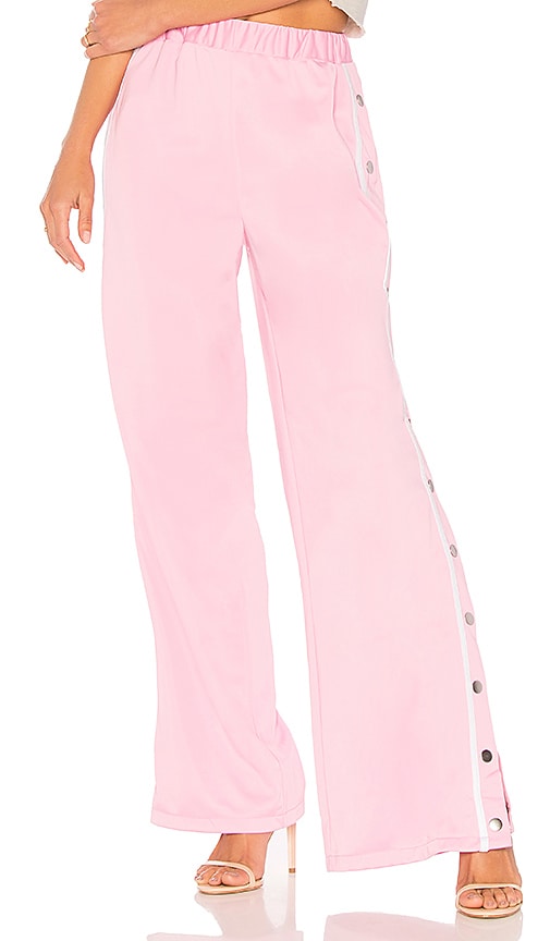 Lovers and Friends Athletic Snap Track Pant in Pink & White