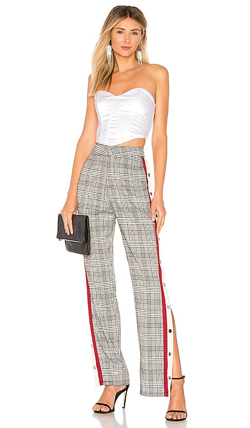view 4 of 4 Tailored Snap Track Pant in Grey Plaid