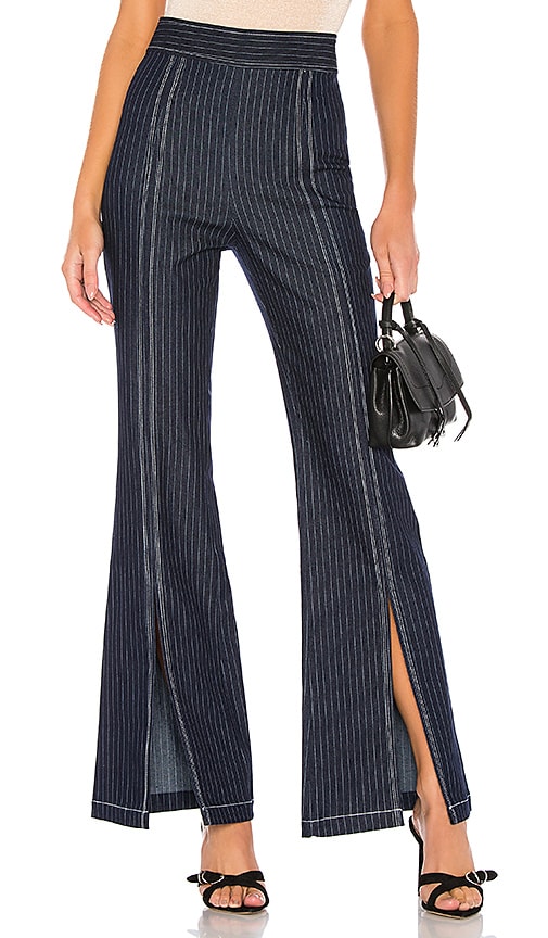 view 1 of 4 Racer Pant in Pinstripe Denim Blue