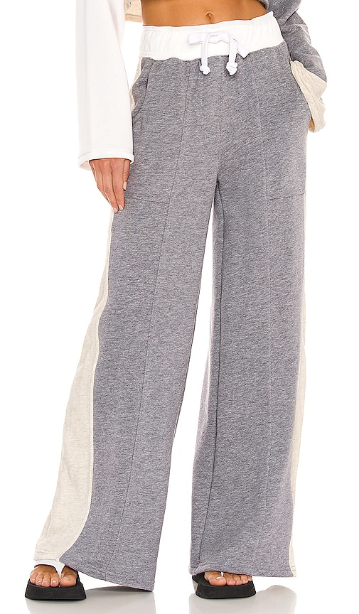 view 1 of 5 Blocked Wide Leg Jogger in Gray & White