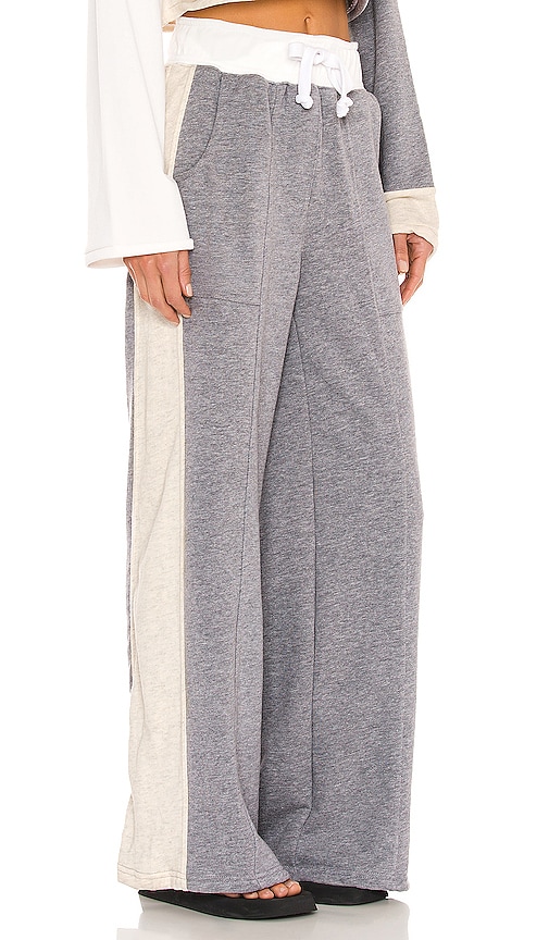 view 2 of 5 Blocked Wide Leg Jogger in Gray & White