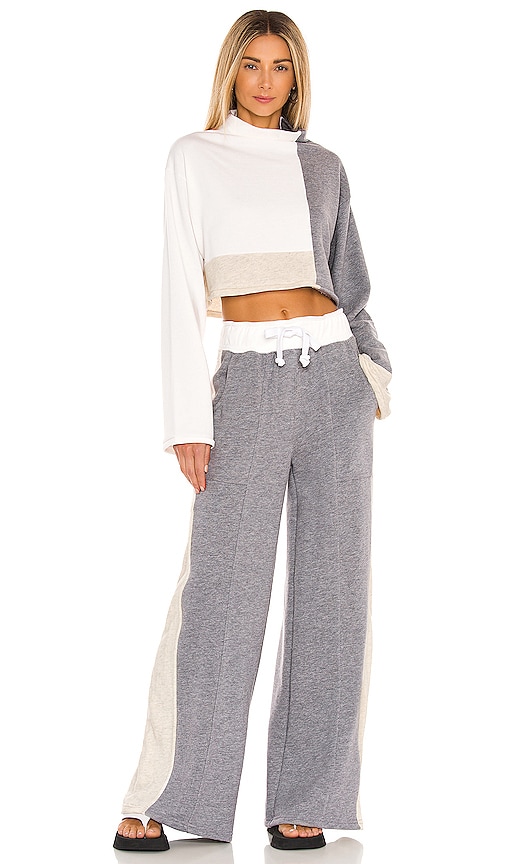 view 5 of 5 Blocked Wide Leg Jogger in Gray & White