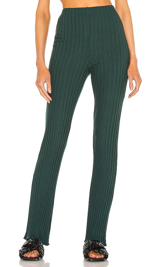 view 1 of 4 Ribbed Flare Pant in Emerald Green