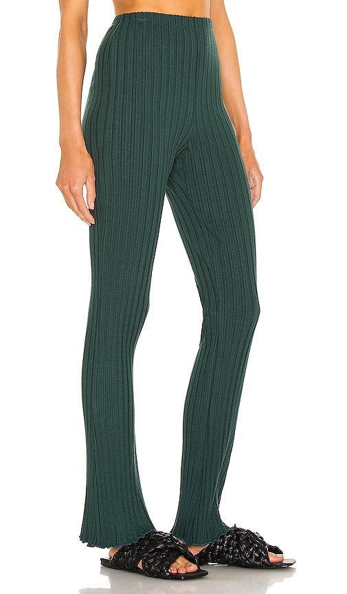 view 2 of 4 Ribbed Flare Pant in Emerald Green