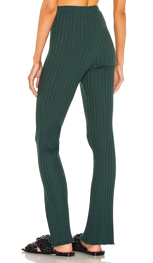 view 3 of 4 Ribbed Flare Pant in Emerald Green
