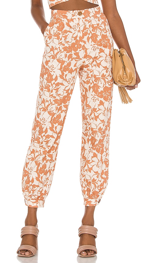 view 1 of 4 Kacey Pant in Caramel Brown Floral