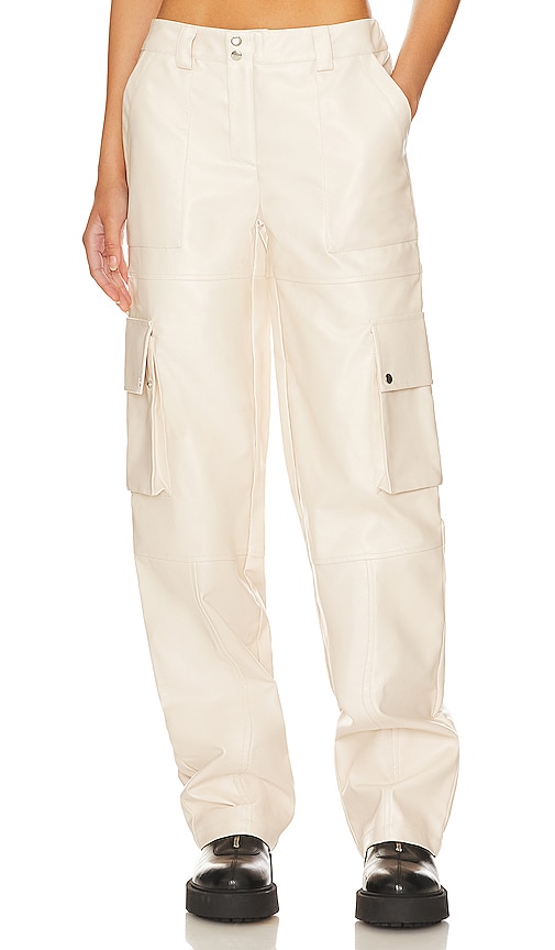 Faux Leather Cargo Pants Ecru - Southern Fashion Boutique Bliss