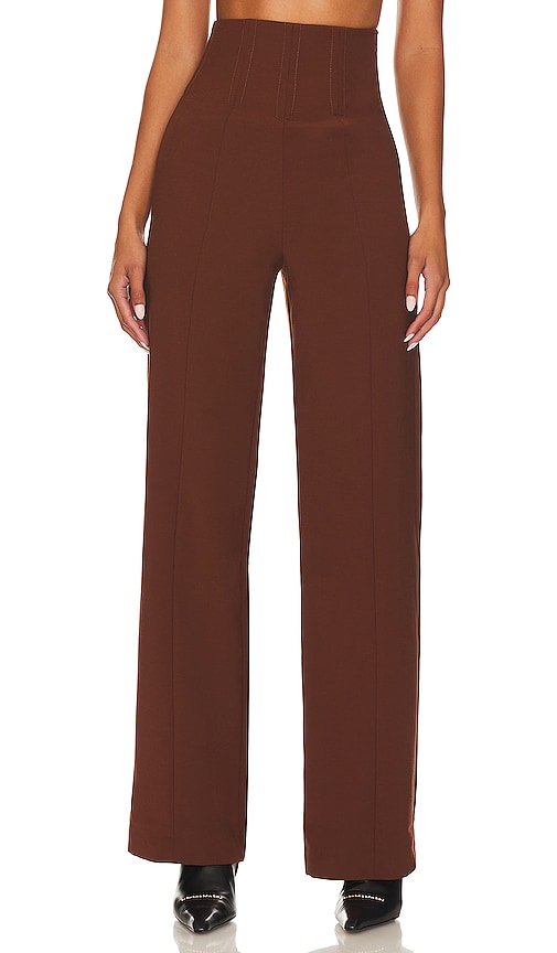 view 1 of 4 Abby High Rise Pant in Chocolate Brown