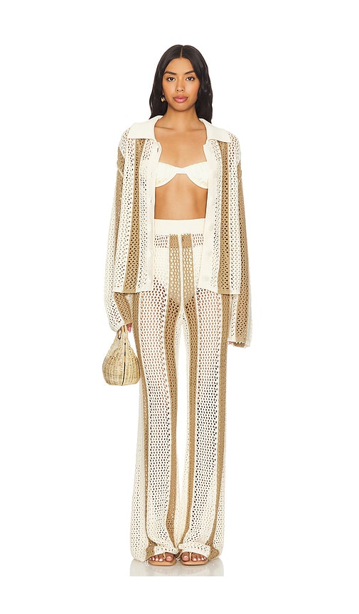 view 4 of 4 Kerim Stripe Pant in Ivory & Beige Stripe