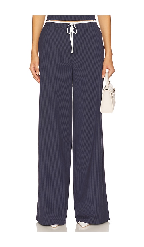view 1 of 6 Ashley Pant in Navy & Grey Pinstripe
