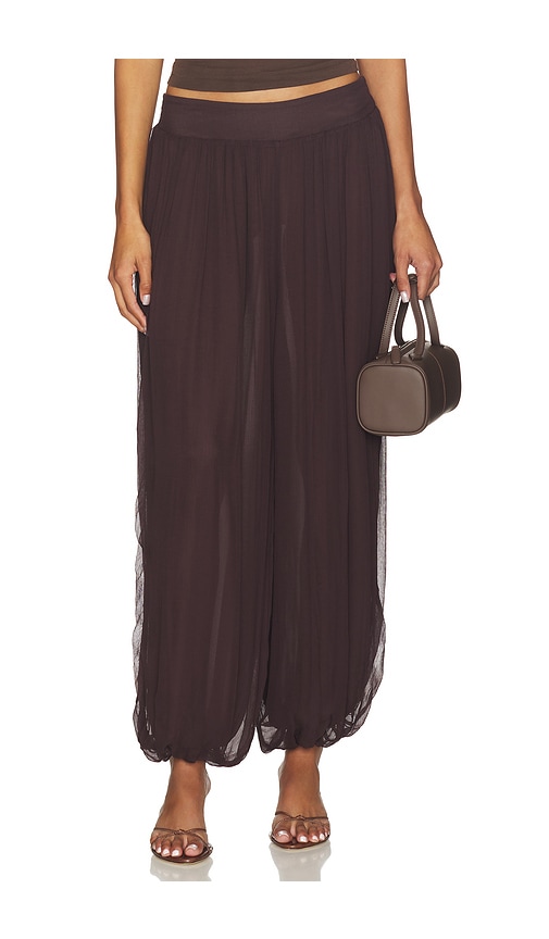 view 1 of 6 x Christina Elezaj Cordelia Pant in Chocolate Brown