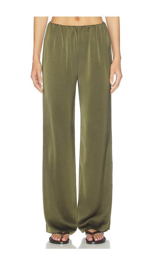 view 1 of 6 Alette Satin Pants in Olive Green