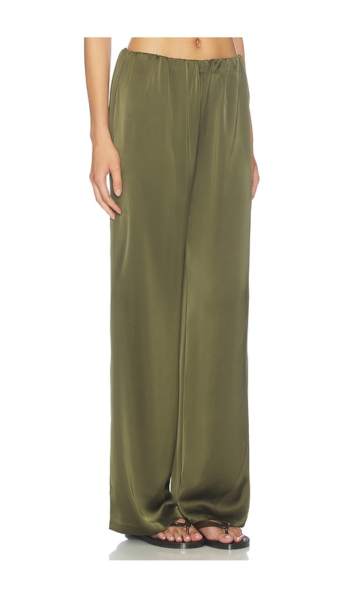 view 2 of 6 Alette Satin Pants in Olive Green
