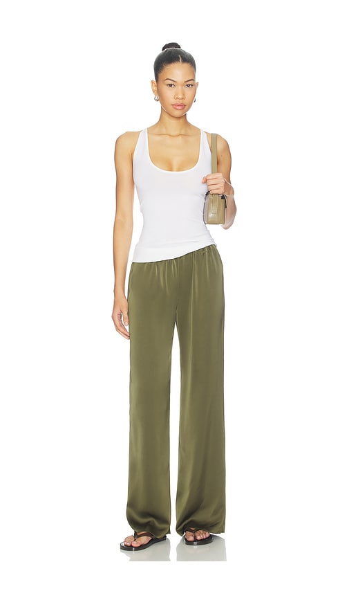 view 5 of 6 Alette Satin Pants in Olive Green