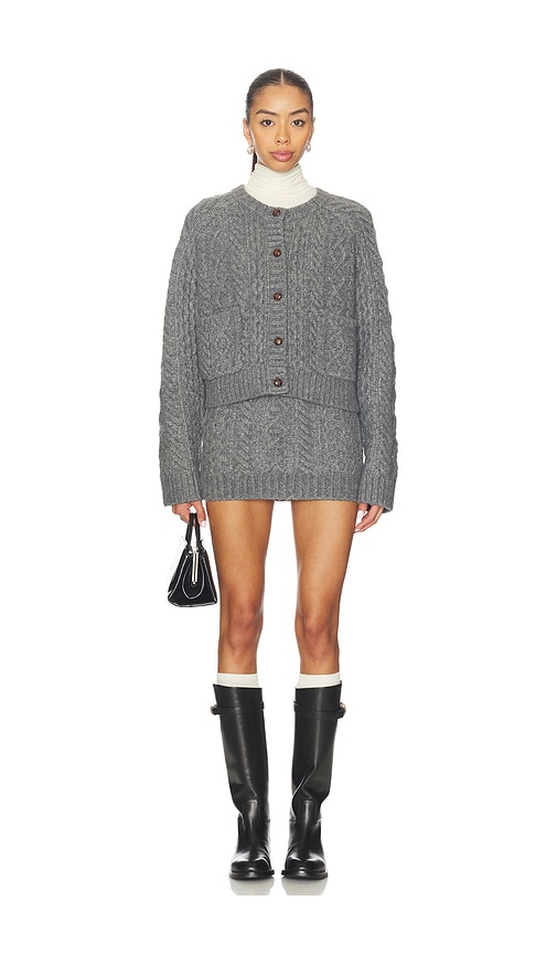 view 5 of 6 Ibona Cable Mini Skirt in Dark Heather Grey