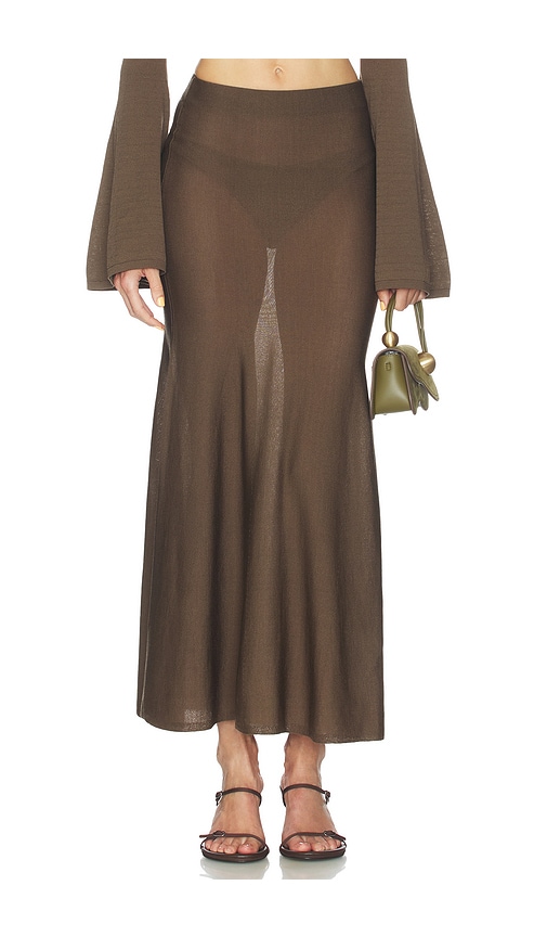 view 1 of 6 Paisleigh Knit Midi Skirt in Chocolate Brown