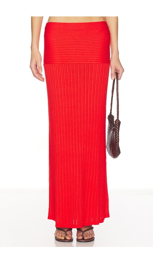 view 1 of 6 Shania Pointelle Maxi Skirt in Tomato