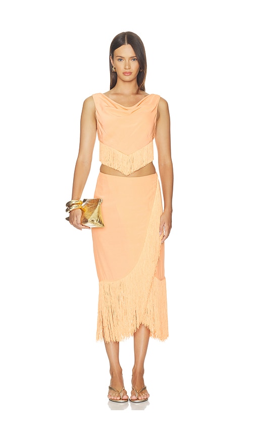 view 5 of 6 Silvia Maxi Skirt in Sunset Orange