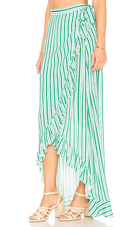 view 2 of 4 Waves For Days Wrap Skirt in Kelly Green Stripe