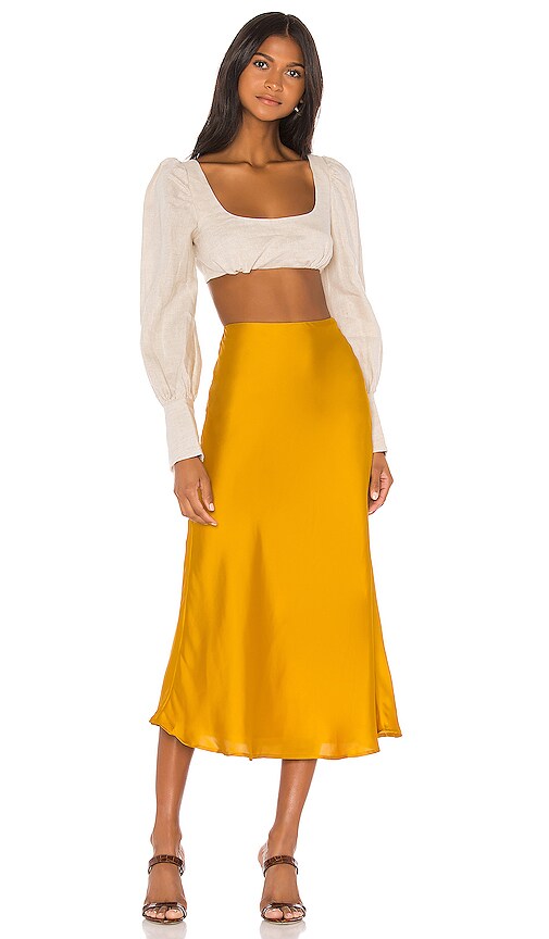 view 4 of 4 Madalena Midi Skirt in Sunflower Yellow