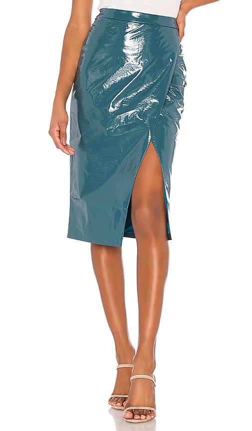 view 1 of 4 Michelle Faux Leather Skirt in Moroccan Blue