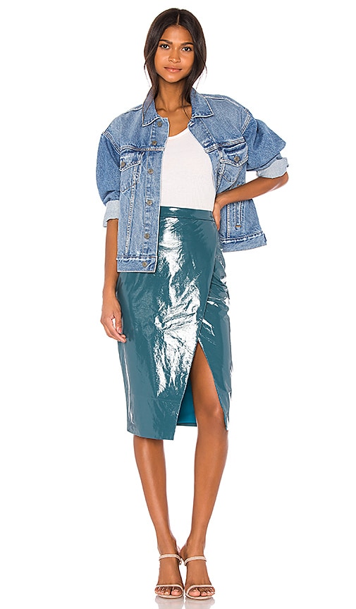 view 4 of 4 Michelle Faux Leather Skirt in Moroccan Blue