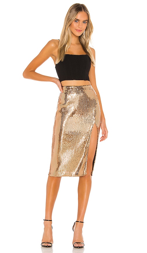view 4 of 5 Duchess Sequin Skirt in Gold