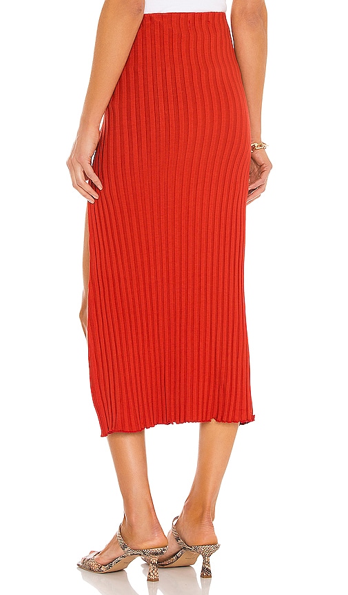 view 3 of 4 Layered Midi Skirt in Spice Red