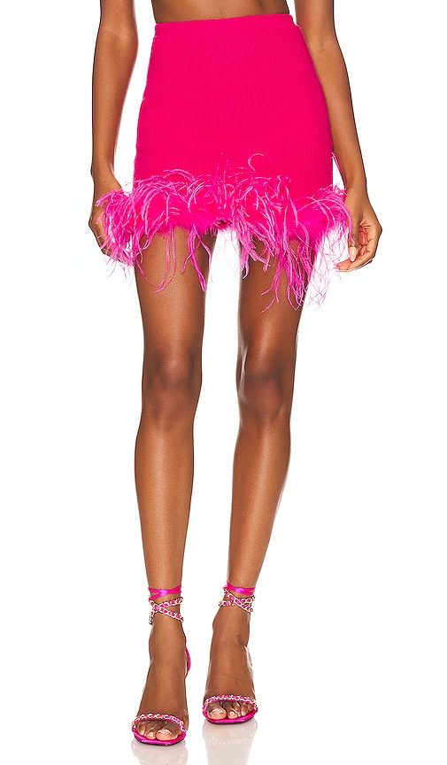 view 1 of 4 Emi Feather Mini Skirt in Hot Pink
