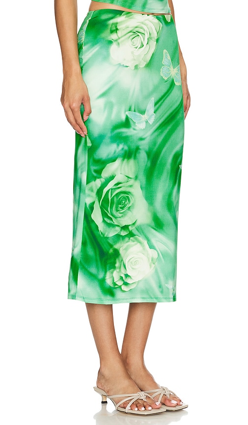 view 2 of 4 Zura Midi Skirt in Green Rose Swirl