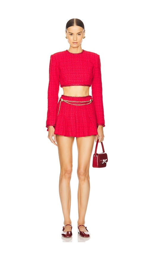 view 4 of 5 Alina Mini Skirt in Rose Red